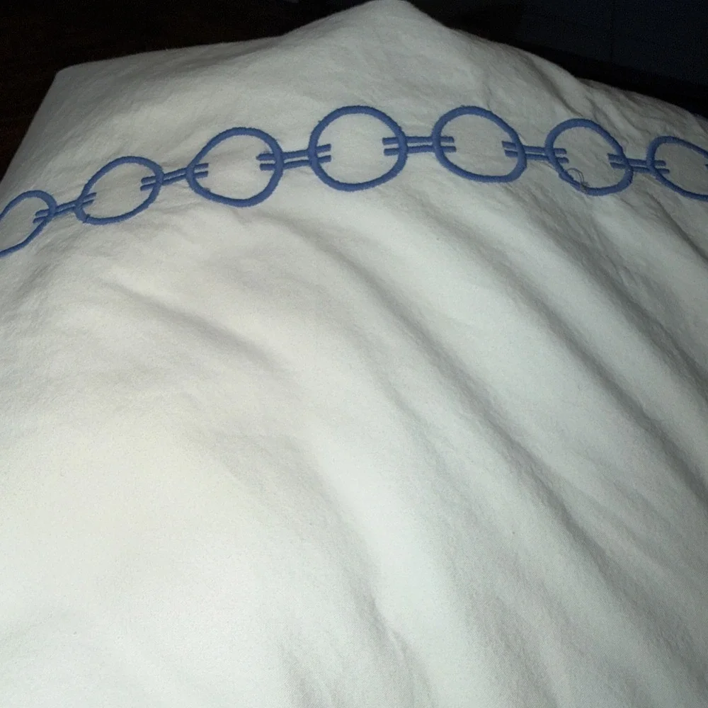 Serena & Lily BEL AIR Full/Queen White With Blue Embroidery Duvet Cover Only